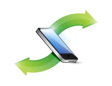 Transferring data from phone illustration design over a white background Stock Illustration