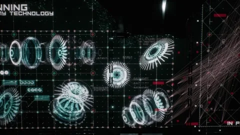 Transferring data from the science fiction computer to the spaceship 03 库存影片 266767169