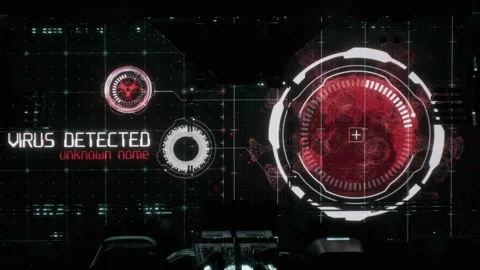 Transferring data from the spaceship's secret base computer 04 库存影片 266778971