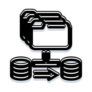 Transferring database files between data servers Illustrazione stock