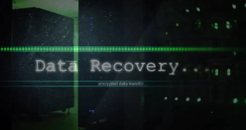 Transferring encrypted data, animation over server room background Stock Footage 304191911