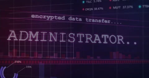 Transferring encrypted data over digital graph with stock market animation in Stock Footage 303608012