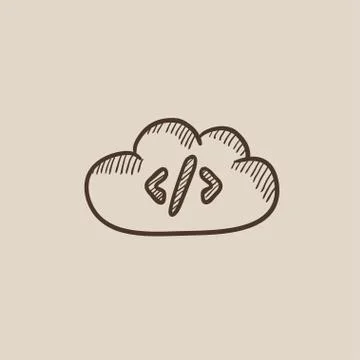 Transferring files cloud apps sketch icon Stock Illustration