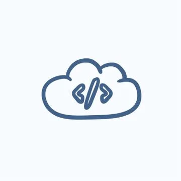 Transferring files cloud apps sketch icon Stock Illustration