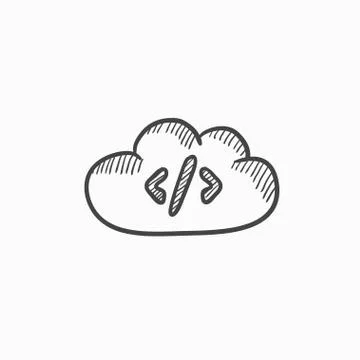 Transferring files cloud apps sketch icon Stock Illustration