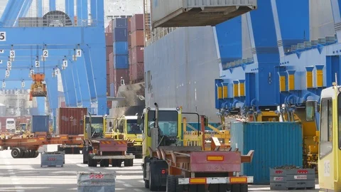 Transferring freight containers 4k Stock Footage 89250053