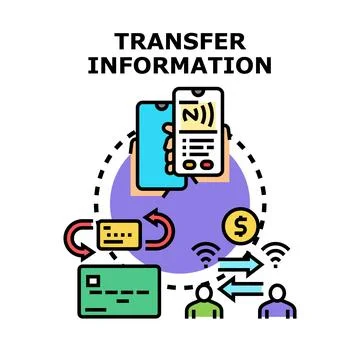 Transferring information and money using digital technologies Stock Illustration