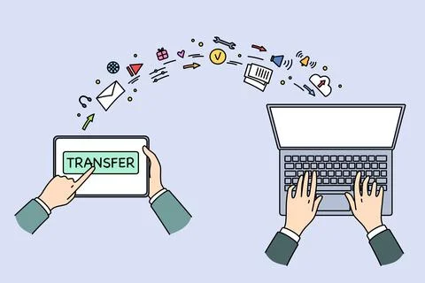 Transferring information and technologies concept Stock Illustration