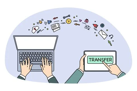 Transferring information and technologies concept Stock Illustration