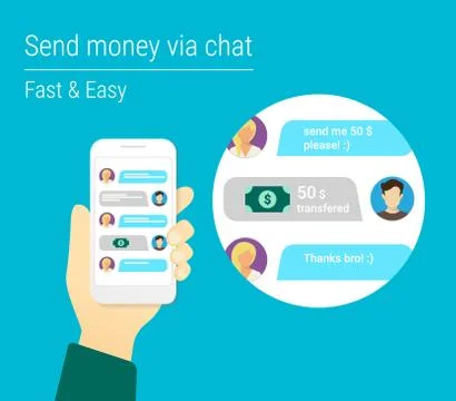 Transferring money via chat Stock Illustration