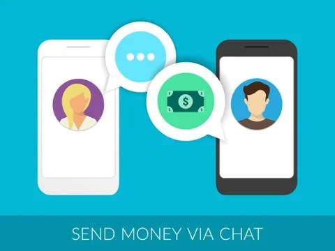 Transferring money via chat Stock Illustration