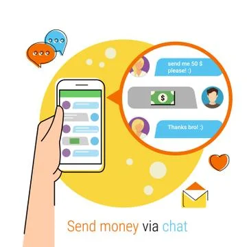 Transferring money via chat Stock Illustration