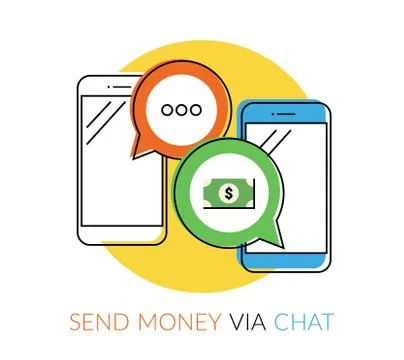 Transferring money via chat Illustrazione stock