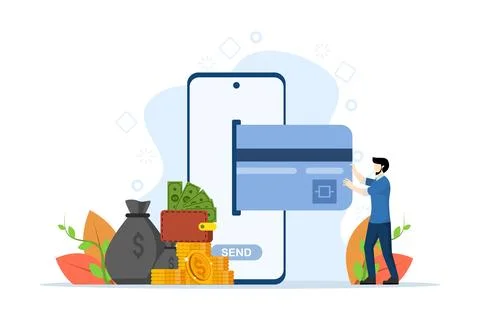 Transferring money to e-wallet concept Stock Illustration