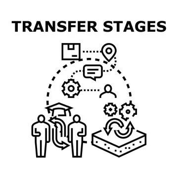 Transferring stages concept with multiple processes Stock Illustration
