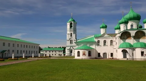 Transfiguration Cathedral in Holy Trinity Alexander Svirsky male Monastery 스톡 동영상 67727746