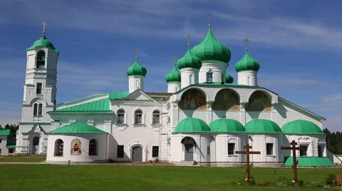 Transfiguration Cathedral in Holy Trinity Alexander Svirsky male Monastery Stock-Footage 67759582
