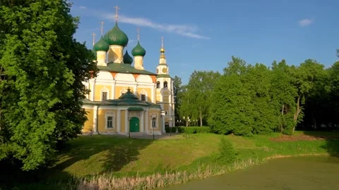 Transfiguration Cathedral of Our Savior, a Russian church in Uglich Stock Footage 314487012