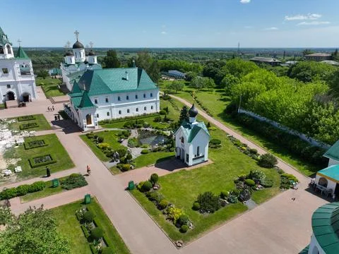 Transfiguration Monastery complex gardens Stock Photos
