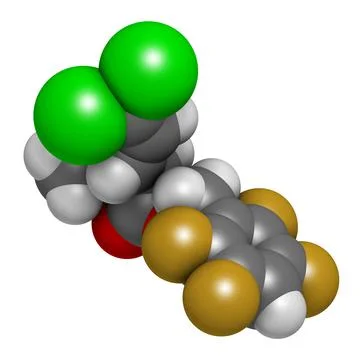 Transfluthrin insecticide molecule. 3D rendering. Stock Illustration