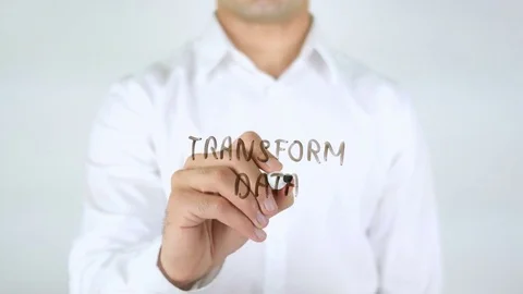 Transform Data, Man Writing on Glass Stock Footage 77978997