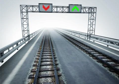 Transform motorway to ecological rail transport illustration Stock Illustration