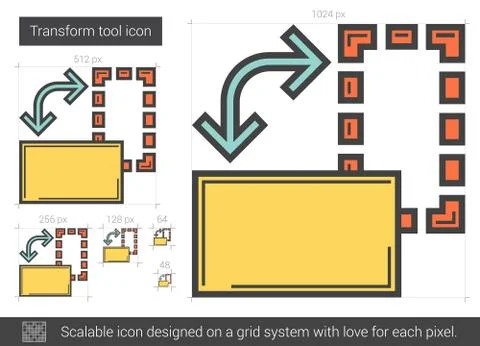 Transform tool line icon Illustrazione stock