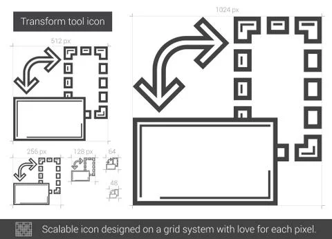 Transform tool line icon Stock Illustration
