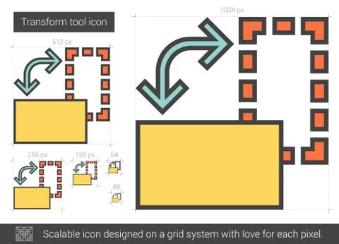 Transform tool line icon Stock Illustration