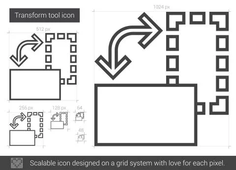 Transform tool line icon. Stock Illustration