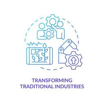 Transform traditional industries blue gradient concept icon Illustrazione stock