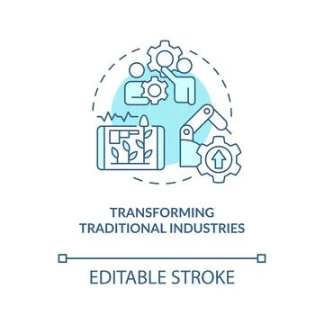 Transform traditional industries turquoise concept icon Illustrazione stock
