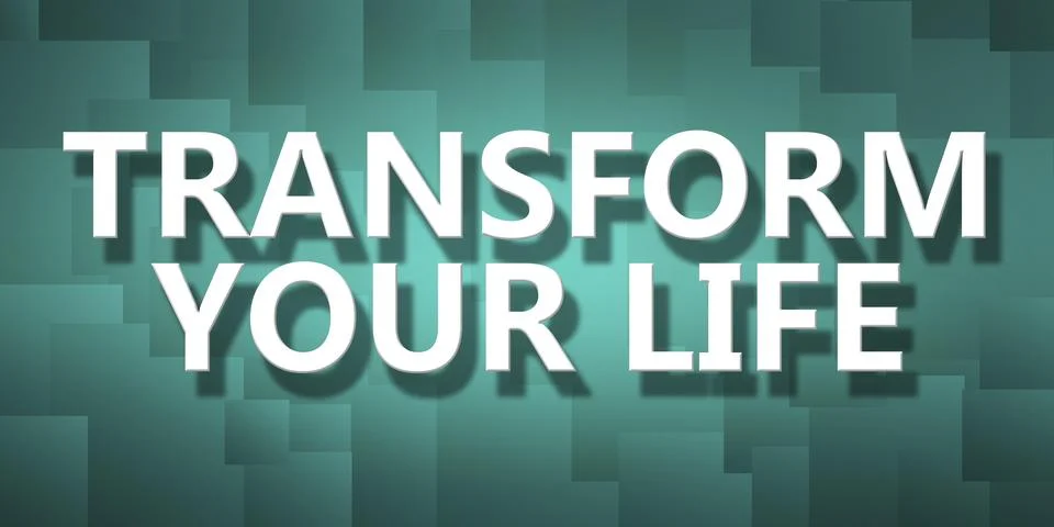 Transform Your Life word on pixelated background Stock Illustration