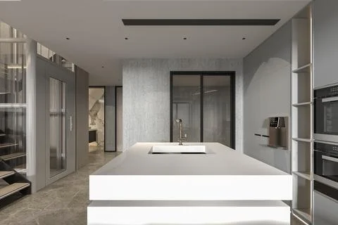 Transform Your open kitchen Room with Stunning Interior Designs Stock Illustration