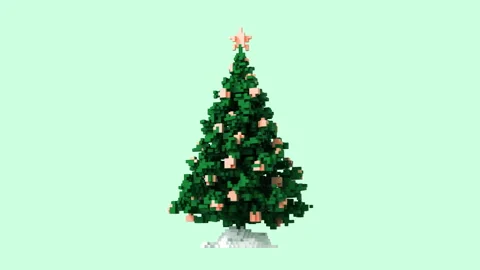Transformation of 3D pixel into digital Christmas tree Stock Footage 311312828