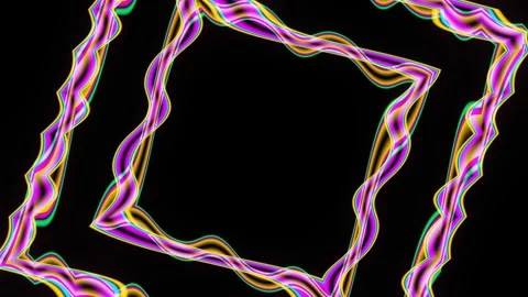 Transformation of a bright iridescent abstract square. Stock Footage 194359829