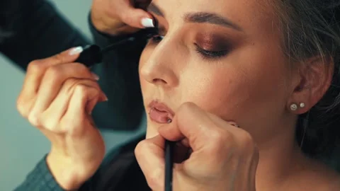 A transformation process using professional cosmetic products for a Slavic woman Stock Footage 309049932