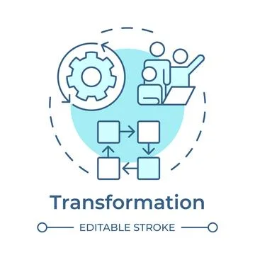 Transformation soft blue concept icon Stock Illustration
