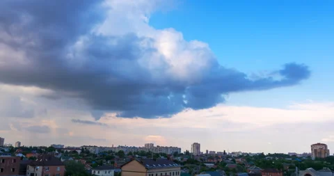Transformation of a thundercloud over a city landscape Stock Footage 91658134