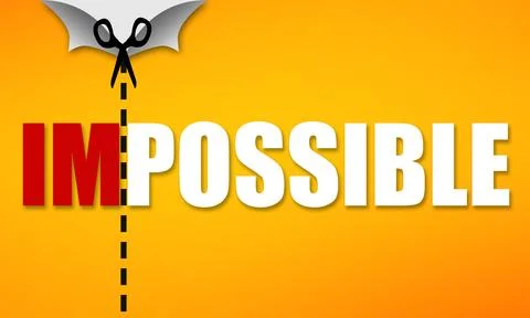 Transformation of the word "impossible" into "possible" by using scissors Stock Illustration