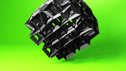 Transformed cube wireframes. 3d motion graphics background. Techno 3d looping Stockbeeldmateriaal 232462390