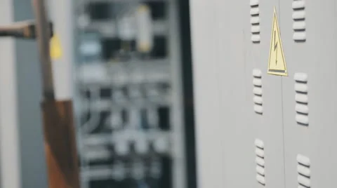 The transformer box and installation of electrical control cabinet cables into Stock Footage 57522605