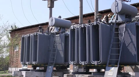 Transformer of electric plant Stock Footage 47066256