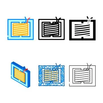 Transformer electronic component color icon forms vector イラスト素材