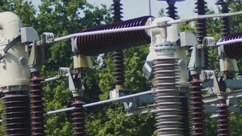 Transformer energy electric system generation supply electrical line technology Stock Footage 278375738