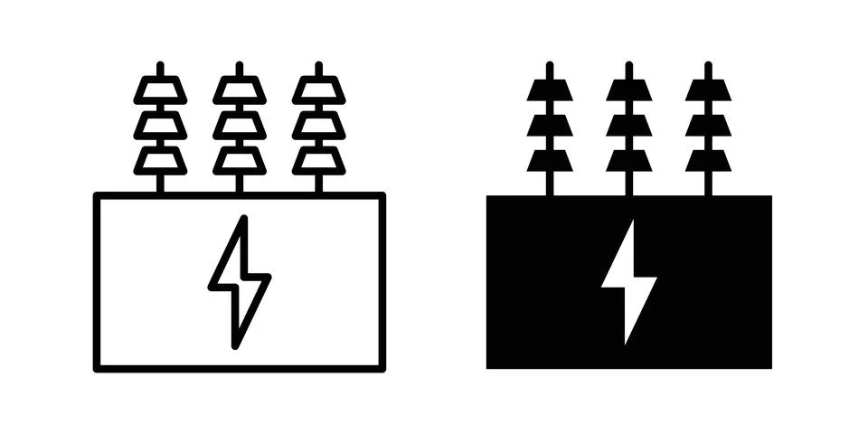 Transformer icon silhouette vector set. thin line pack Illustrazione stock