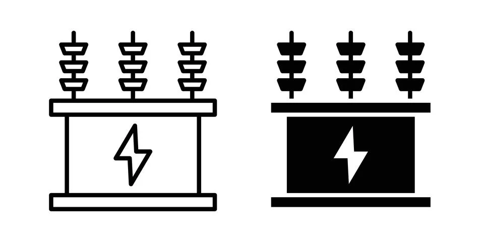 Transformer icon solid, line, and editable vector set. Stock Illustration