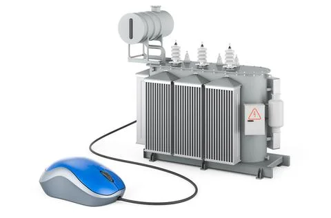 Transformer oil with computer mouse. 3D rendering Stock Illustration