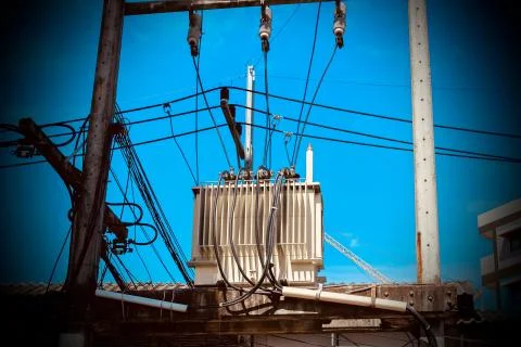 Transformer on pole. Stock Photos