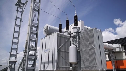 Transformer at power station Stock Footage
